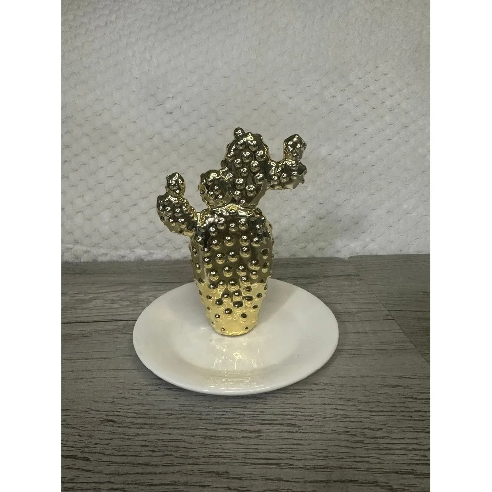 Gold‎ Color Small Cactus Ring/ Trinket Dish Jewelry Holder Home Decor
